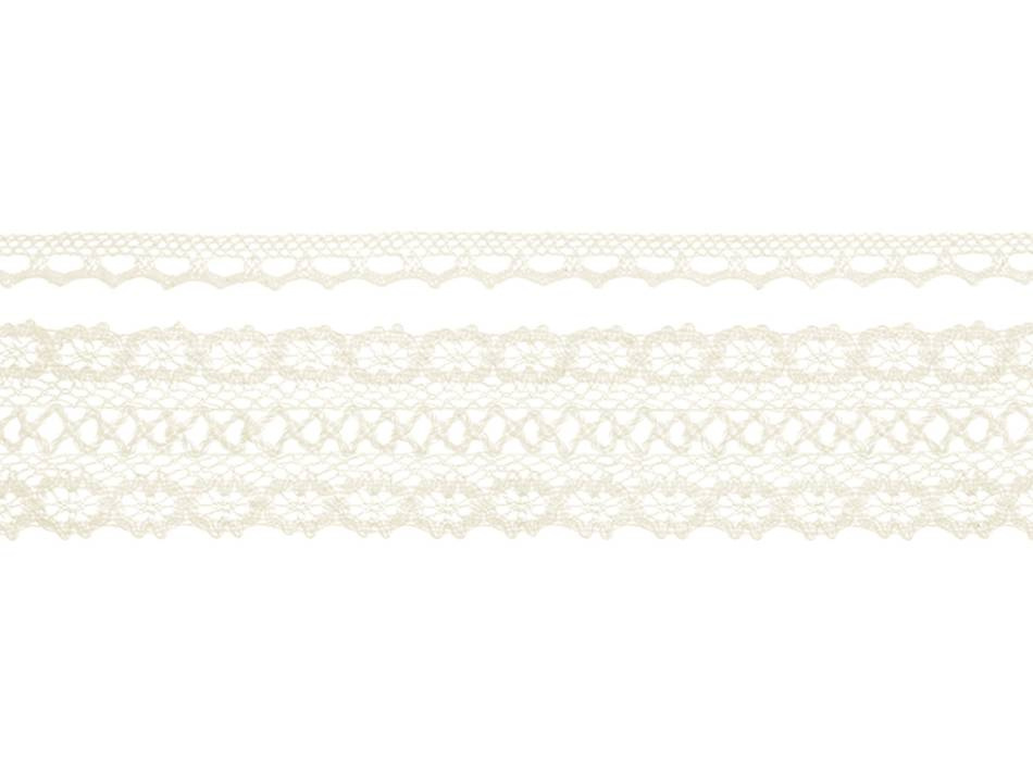 Spetsband, Creme. 2 olika sorter. 2 x 1.5 meter