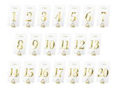 Bordsnummer Transparanta / Guld, siffrorna 1-20 (1 pkt / 20 st.) Bordsnummer Transparanta / Guld, siffrorna 1-20 (1 pkt / 20 st.)