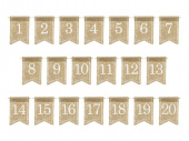Bordsnummer av juteväv, siffrorna 1-20