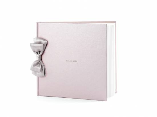 Dimrosa gästbok med rosett