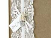 Gästbok med spetsband för bröllop mm Gästbok i kraftpapp, vintage-look