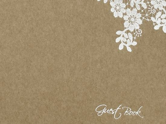 Gästbok med vitt vackert blomornament