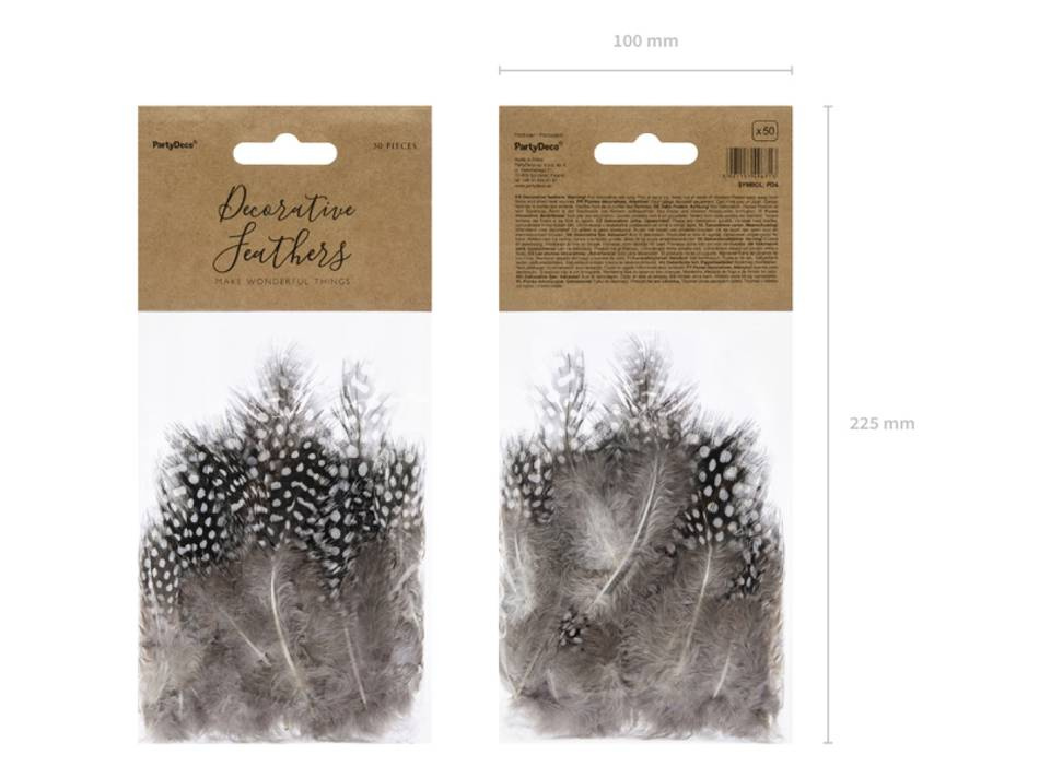 Fjädrar / pärlhönsfjädrar, ca 5-9 cm