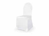 Vitt elastiskt stolsöverdrag som passar de flesta stolar med rundad stolsrygg