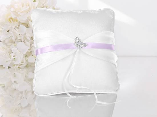 Ringkudde, ca 20 x 20 cm med silverfjäril