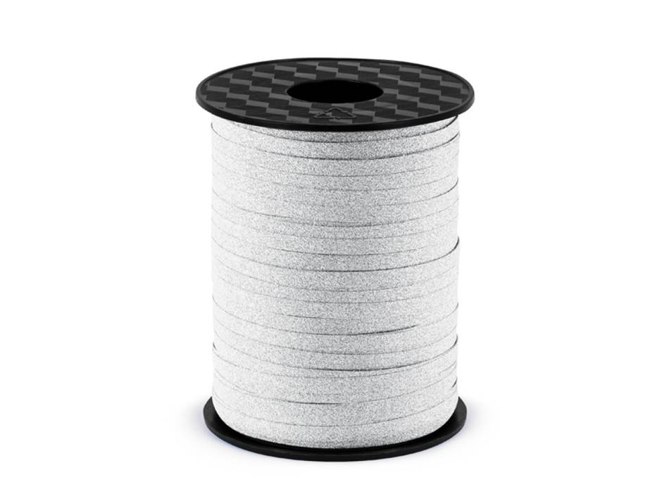 Presentsnöre, glittrigt silver, 225 meter