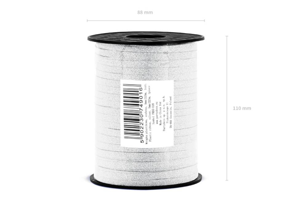Presentsnöre, glittrigt silver, 225 meter