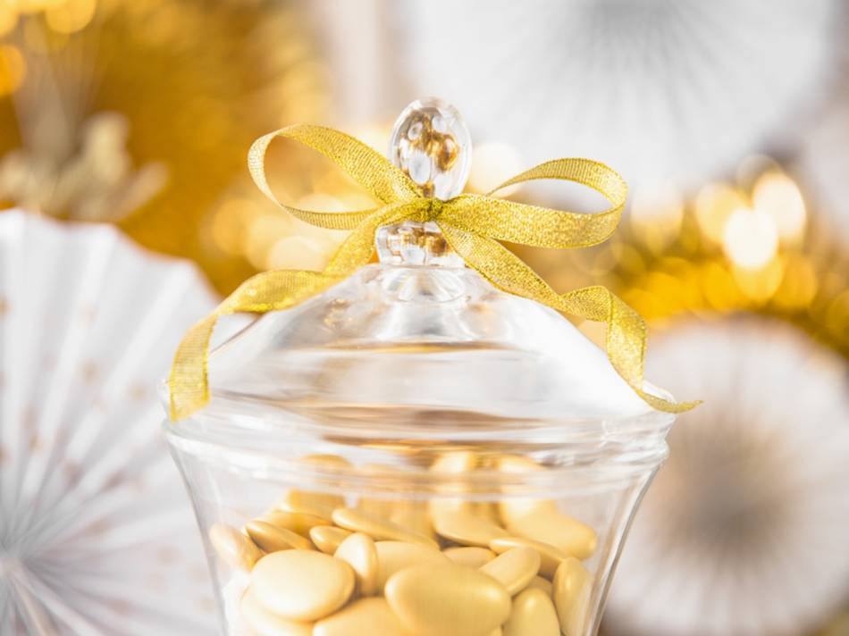 Presentsnöre, glittrigt guld. 225 meter