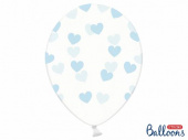 Klara ballonger med ljusblå hjärtan