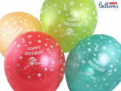 Ballonger,  mixade färger med texten Happy Birthday, 30 cm. (50 st)