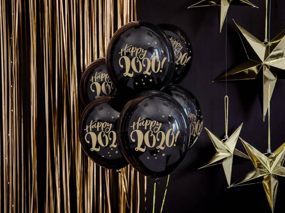 Ballonger, Happy 2020!. 6 st 30 cm Svarta