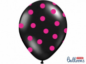 Rosaprickiga svarta latexballonger