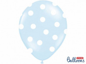 Ljusblå ballong med vita prickar