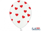 Ballonger, vita med röda hjärtan, 50-pack