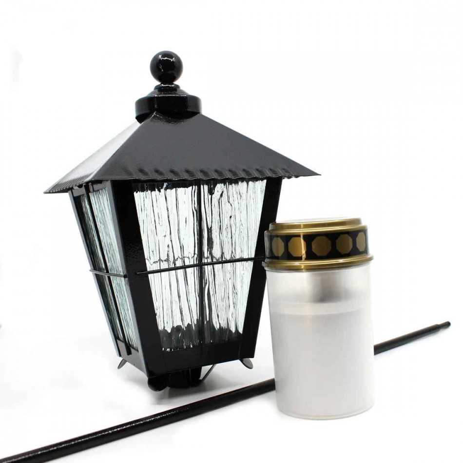 Gravlykta, svart med batteridrivet ljus