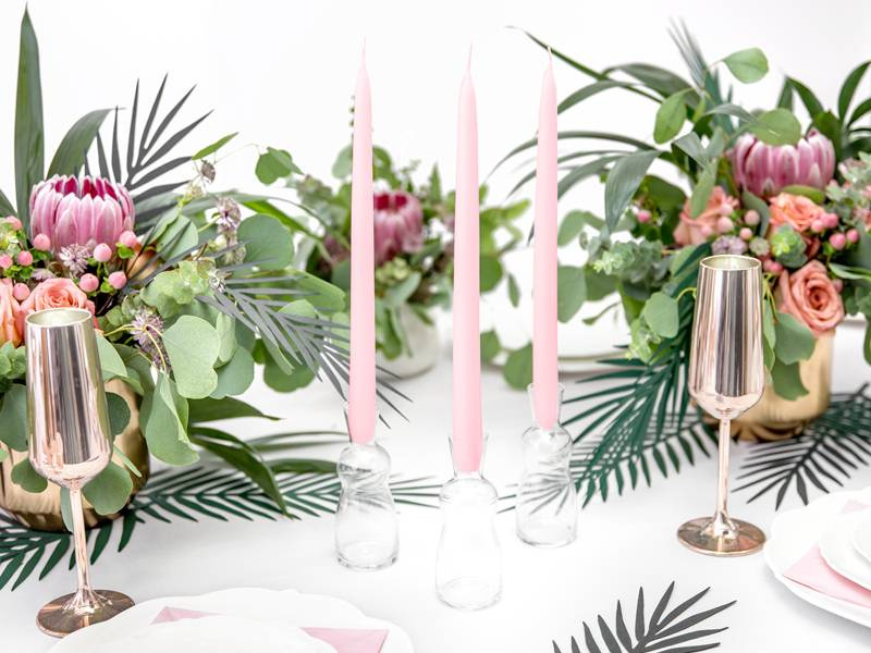 Stearinljus Ljusrosa  24 cm - 10 st