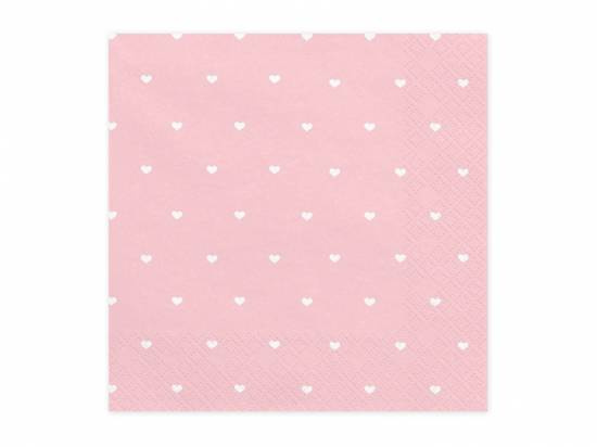 rosa servetter med vita hjärtan