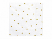Servetter med guldfärgade hjärtan, 20 st servett med hjärtan