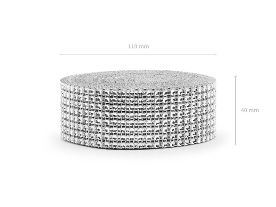 Strass, silver, 9 meter