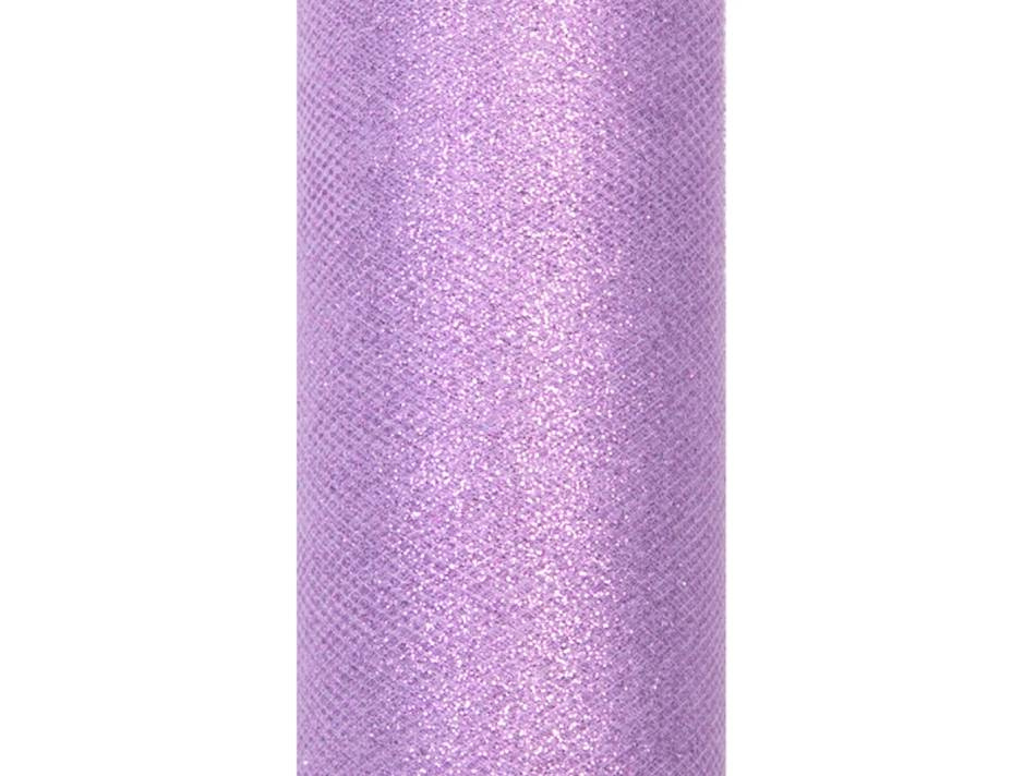 Tyll med glitter, Lavendelfärgad, 15 cm x 9 m