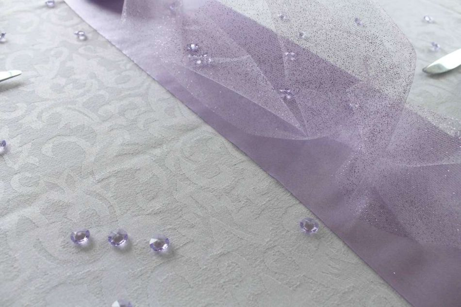 Tyll med glitter, Lavendelfärgad, 15 cm x 9 m