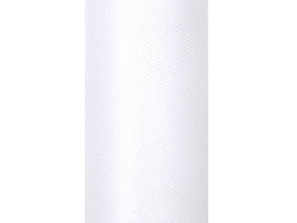 Tyll med glitter, Vit, 15 cm x 9m