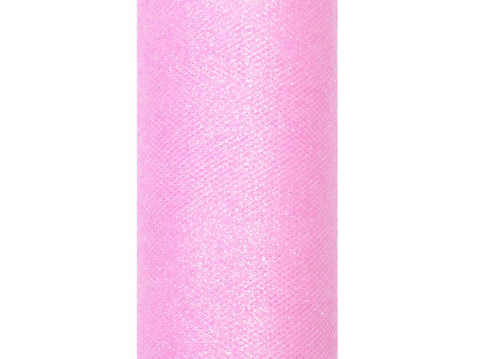Tyll med glitter, Ljusrosa, 15 cm x 9m