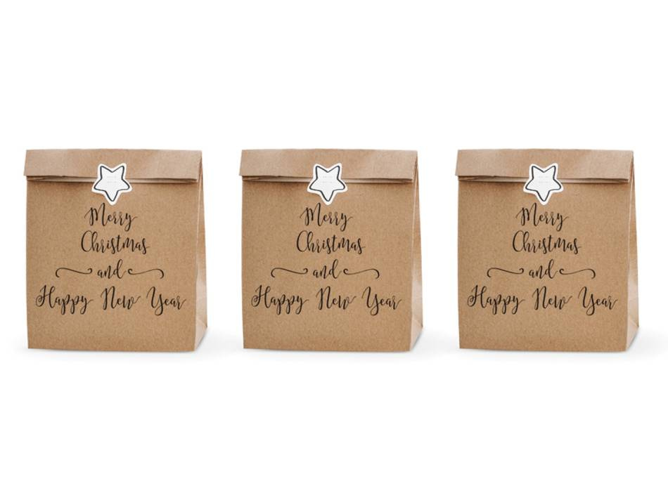 Pappåsar, Merry Christmas and Happy New Year, 25x11x27cm