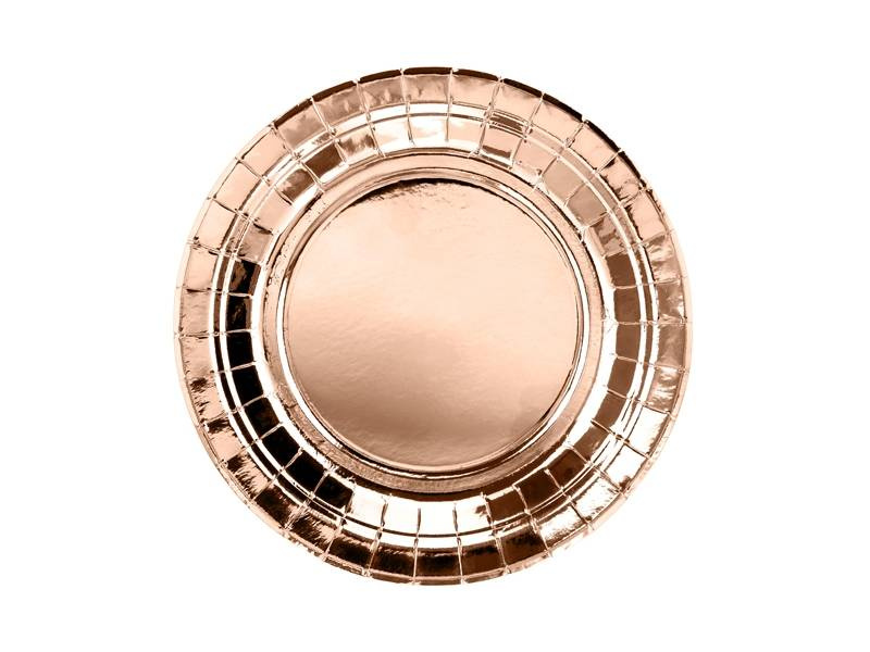 Papperstallrikar runda, Roséguld. 18 cm. 6 st