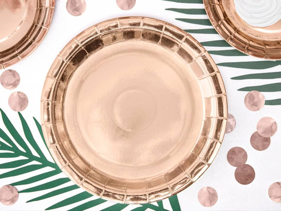 Papperstallrikar runda, Roséguld. 23 cm. 6 st