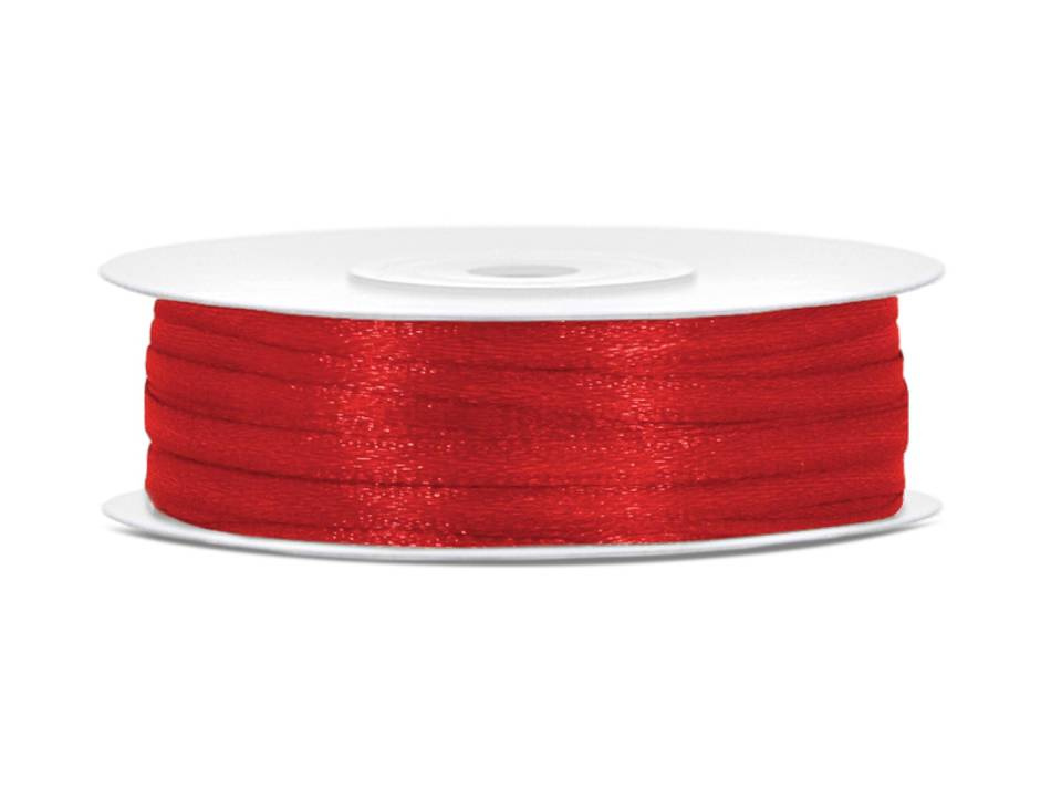 Satinband, Röd 3 mm (50 meter )