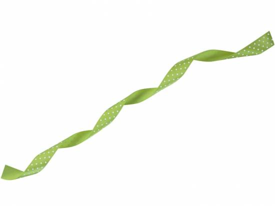 Äppelgrönt med vita prickar, 25 m satinband