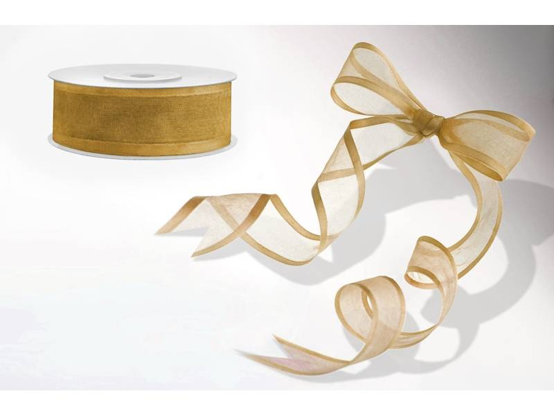 Chiffong i guld på rulle 25 m