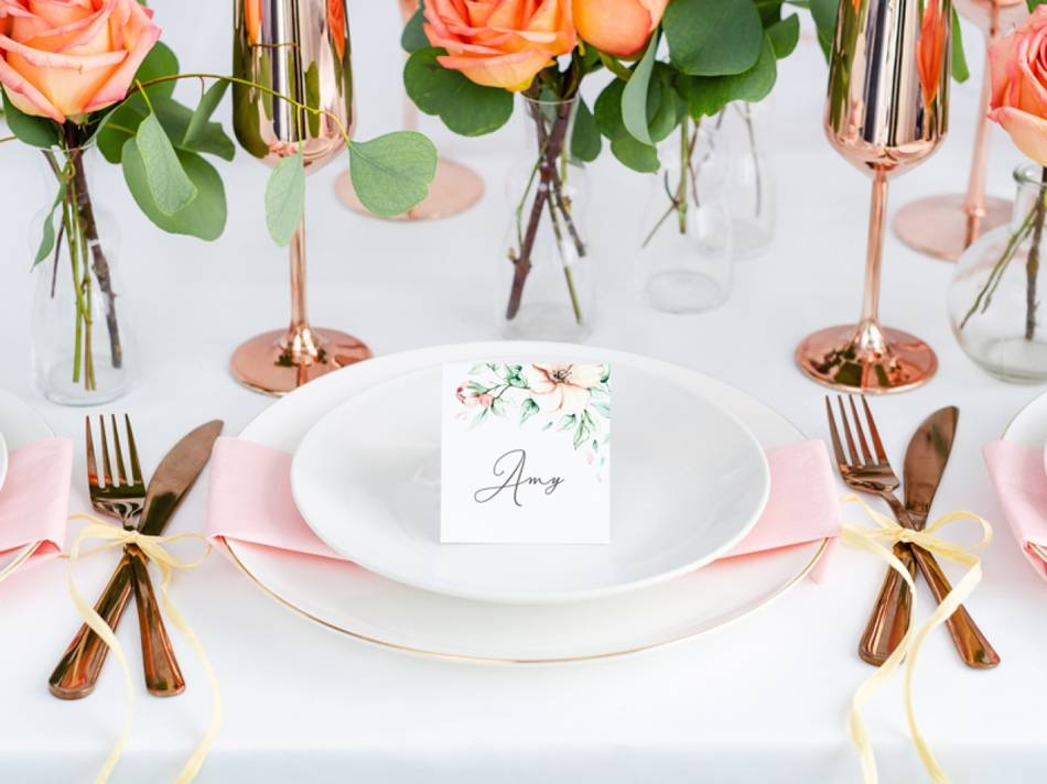 Placeringskort - Blommor, 7x7.5cm (1 pkt / 25 st.)