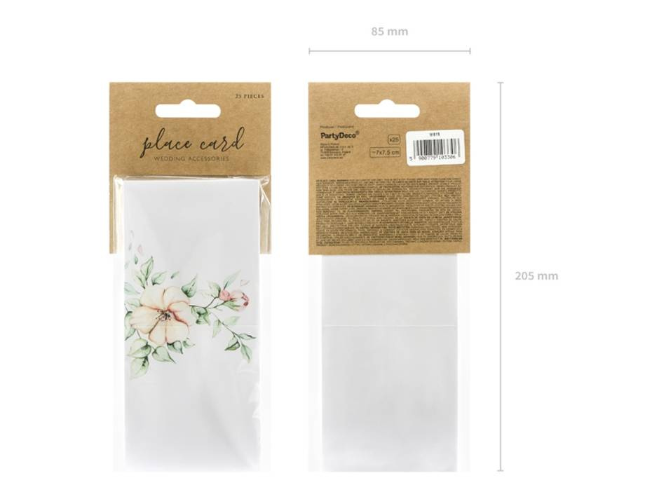 Placeringskort - Blommor, 7x7.5cm (1 pkt / 25 st.)