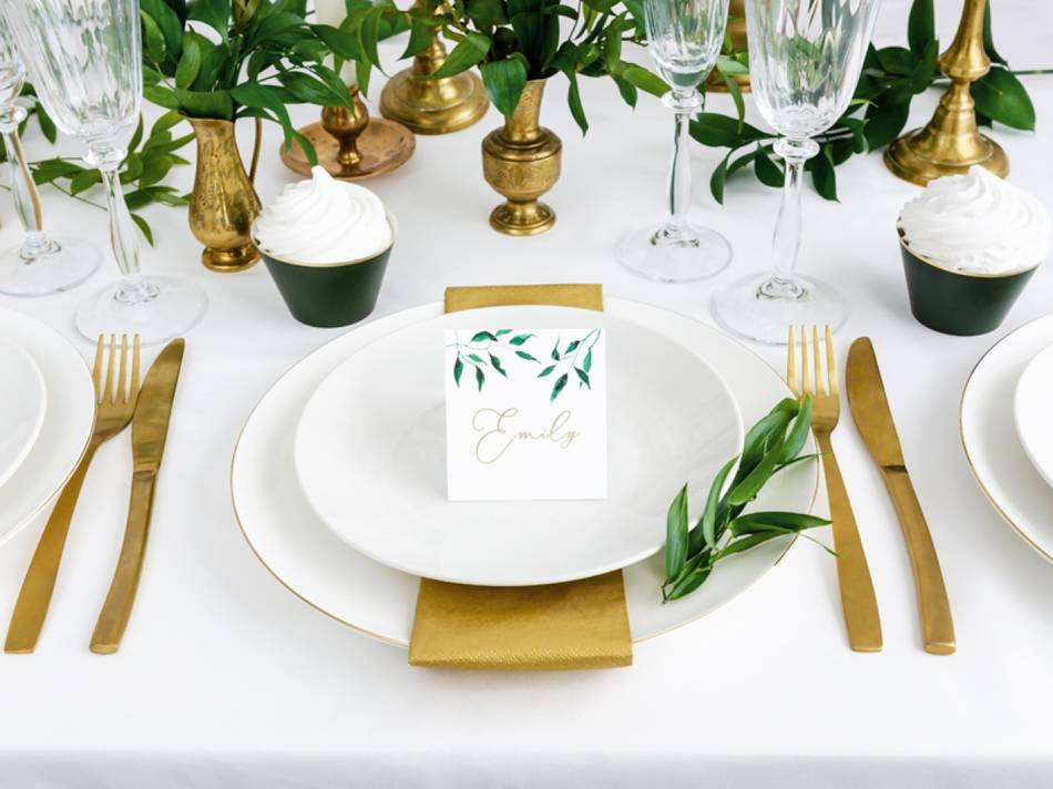 Placeringskort  med löv, 7x7.5cm (1 pkt / 25 st.)