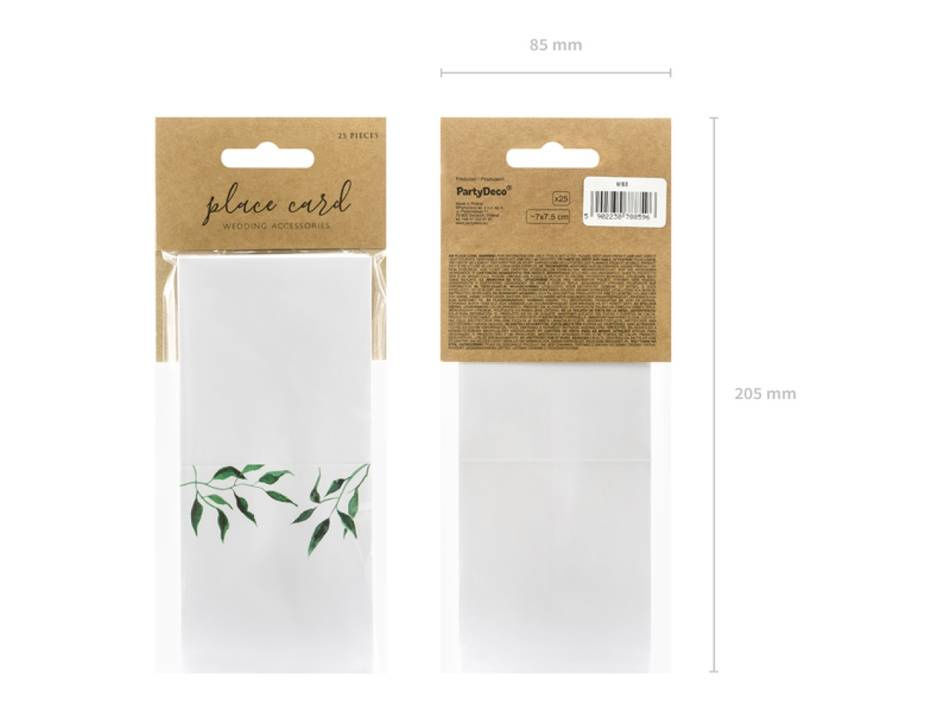 Placeringskort  med löv, 7x7.5cm (1 pkt / 25 st.)