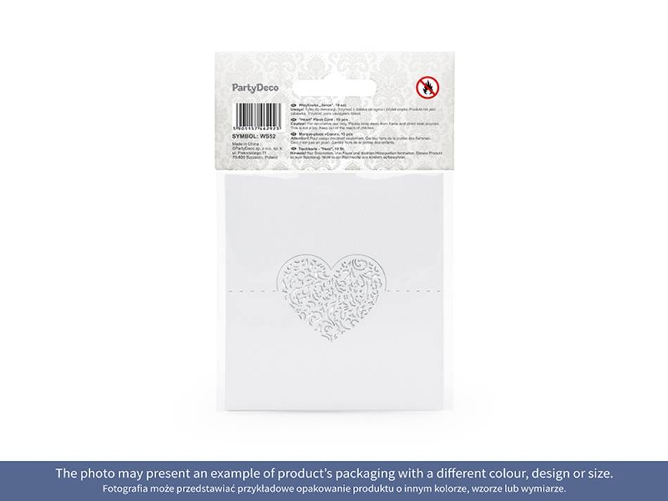 Placeringskort, Hjärta, 9 x 6.5cm (1 pkt / 10 st.)