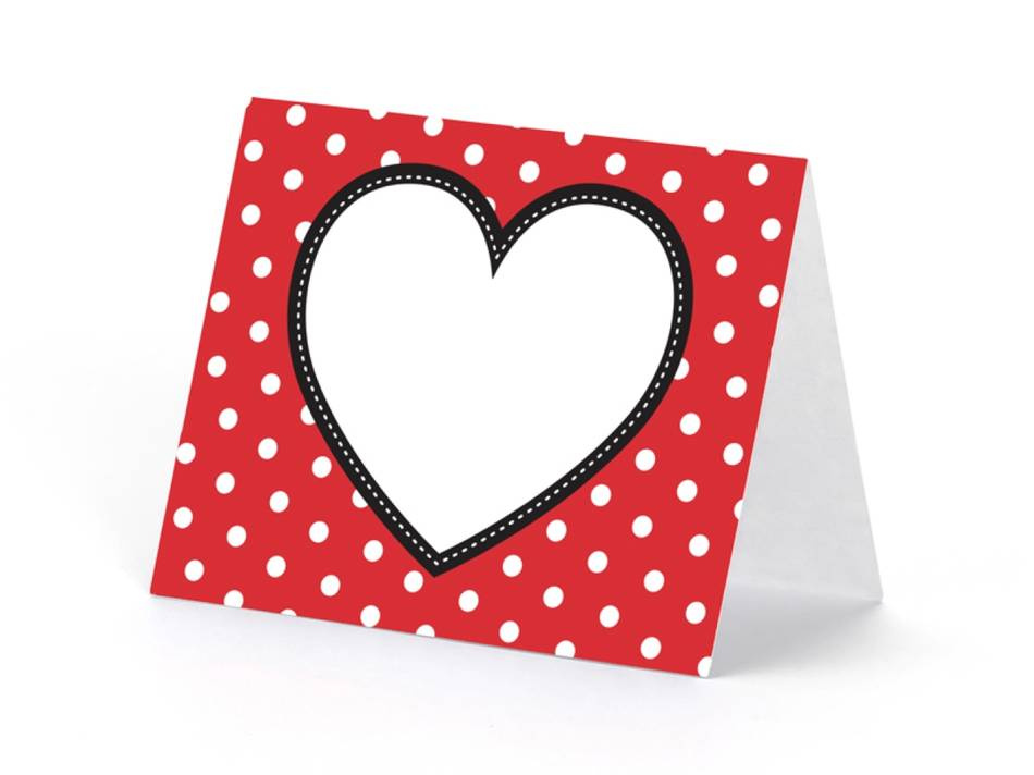 Placeringskort med hjärta och prickar. 6 st