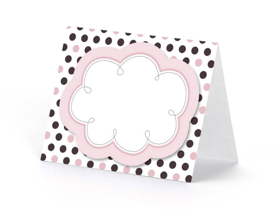 Placeringskort med rosa moln, 6 st. mixade mönster