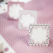Placeringskort med rosa moln, 6 st. mixade mönster