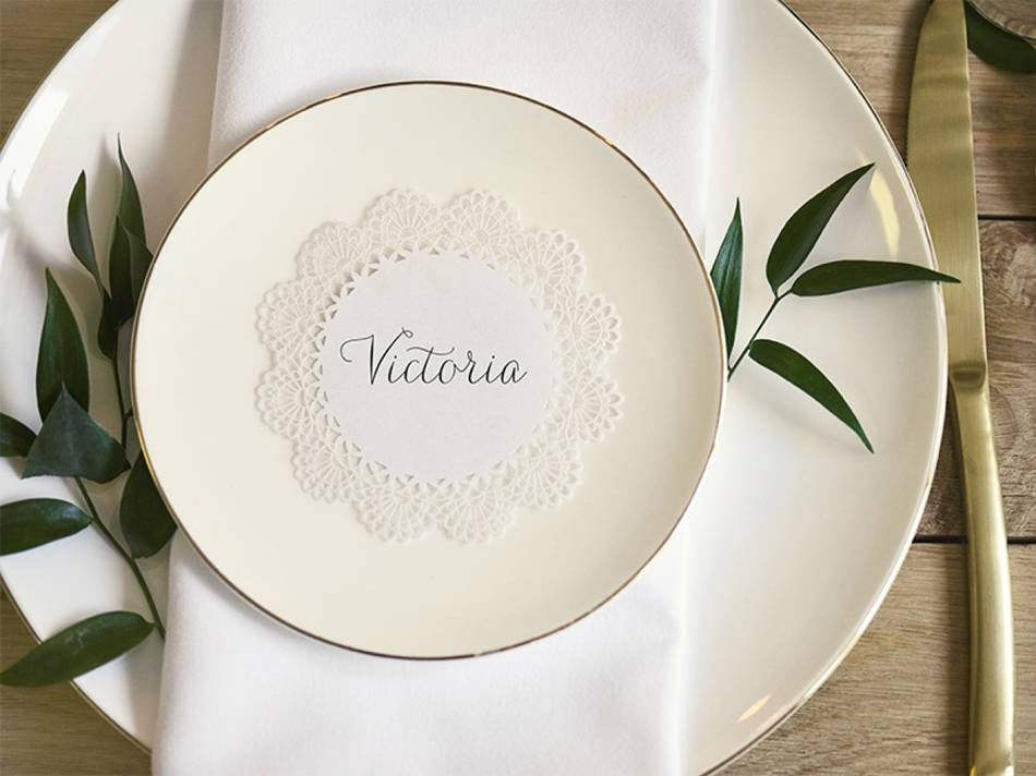 Placeringskort, rund med mönster, 10cm (1 pkt / 10 st.)